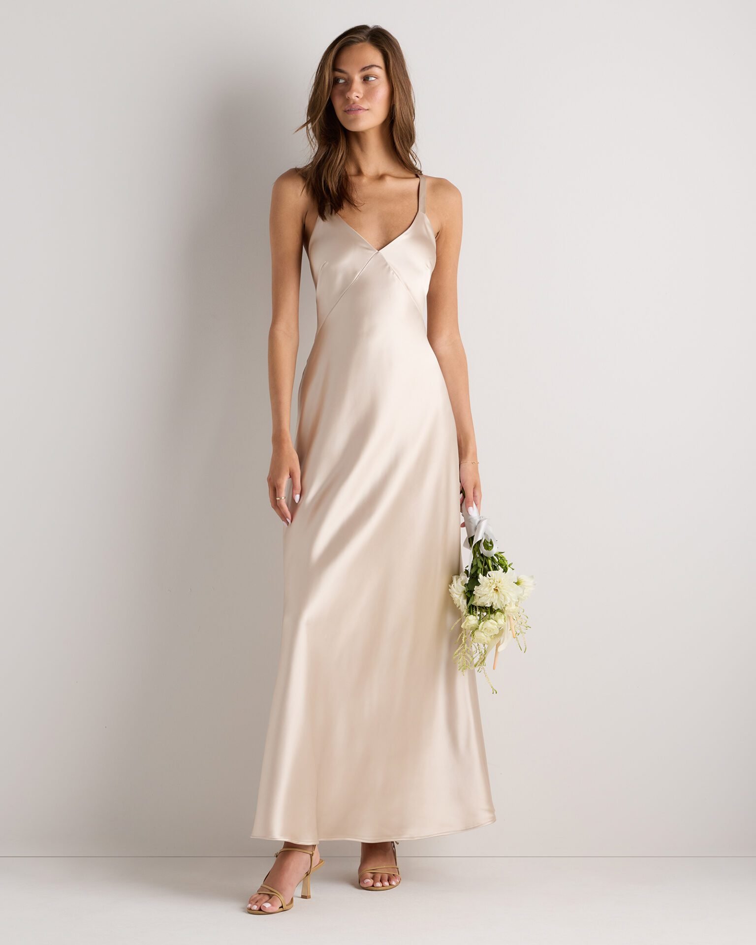 Bianca Stretch Satin Dress (Champagne)