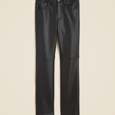 Nipped Straight Pant in Faux Leather (Black)