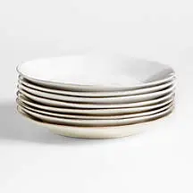 Marin White Stoneware Dinner Plates, Set of 8