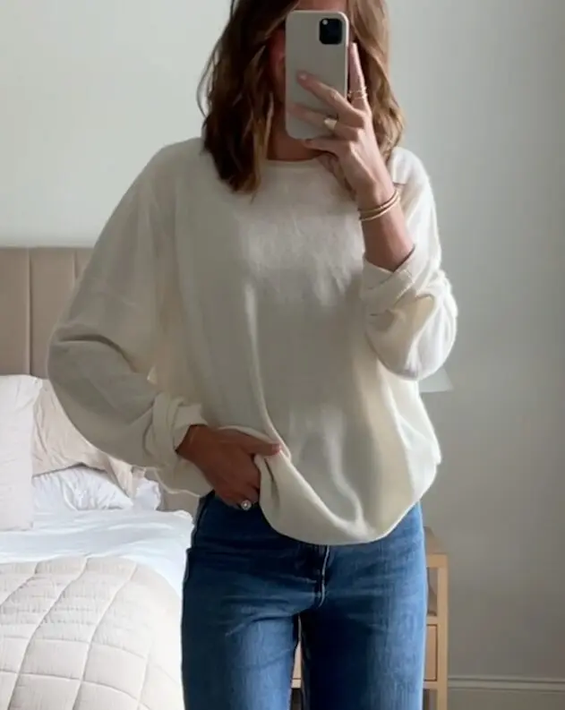 Mongolian Cashmere Crewneck Sweater (Ivory)
