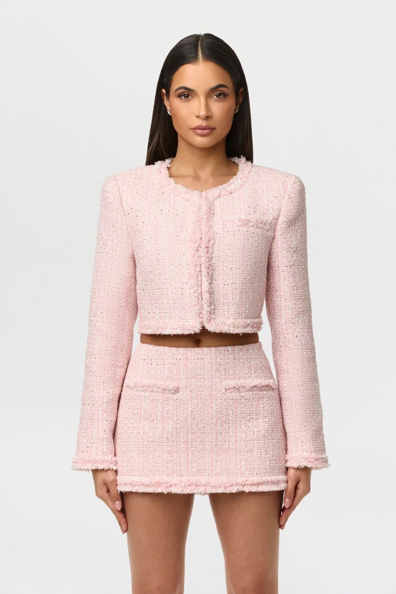 Tweed Sequin Cropped Blazer