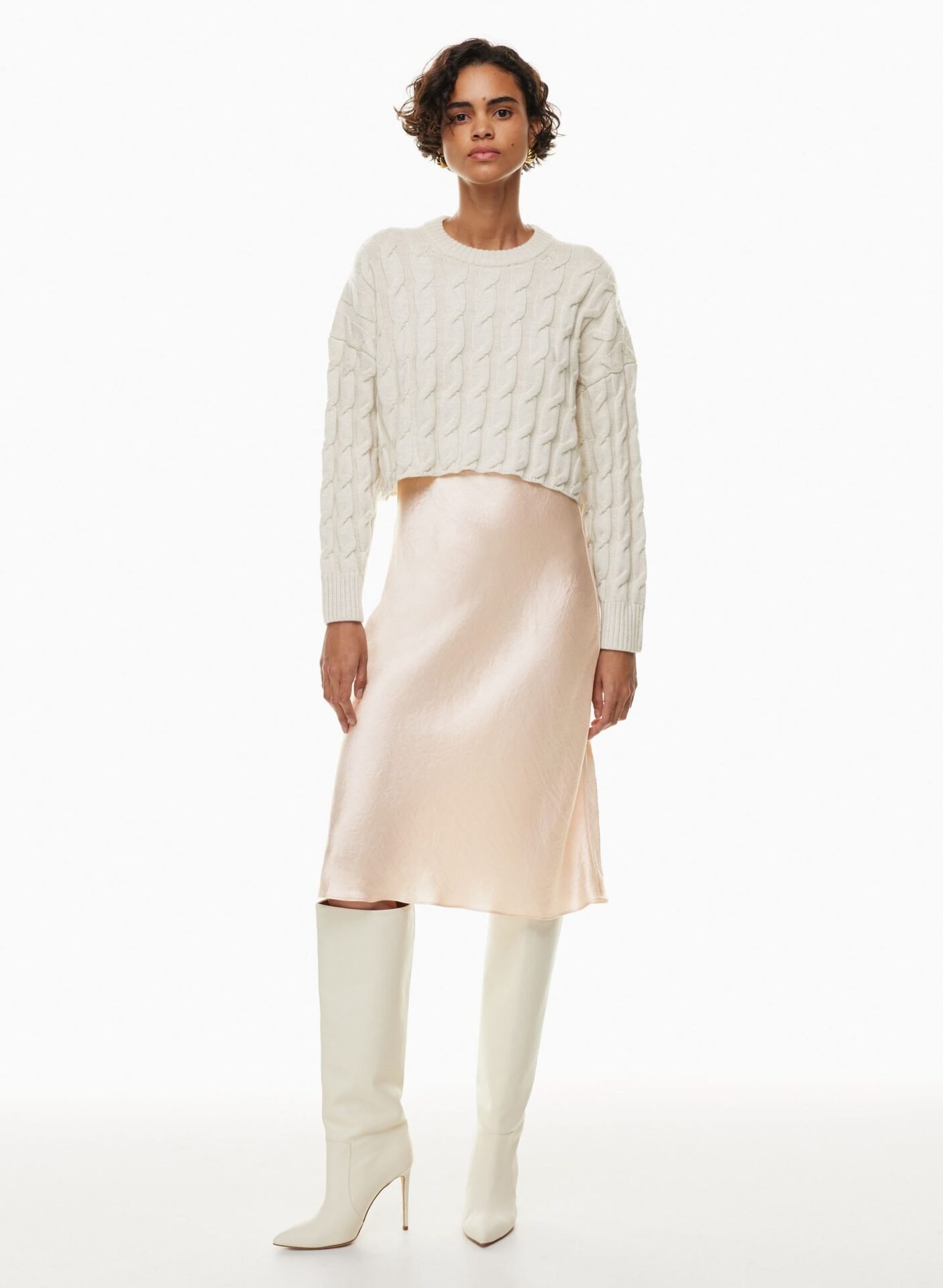 Babaton Slip Satin Midi Skirt