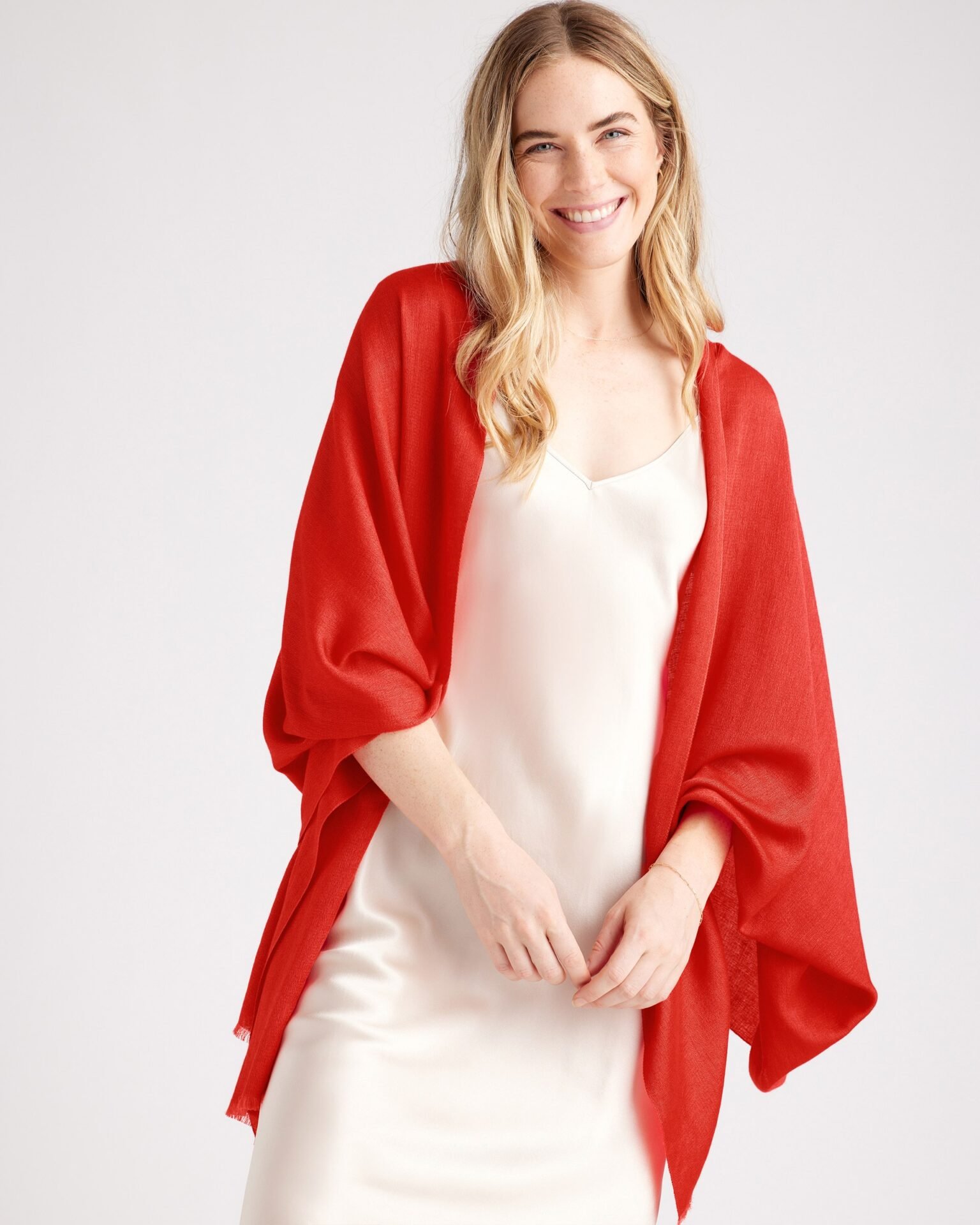 Featherweight Cashmere Silk Frayed Edge Scarf
