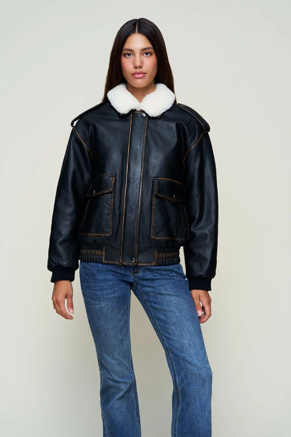 Hugo Vintage Leather Bomber (Dark Chocolate)