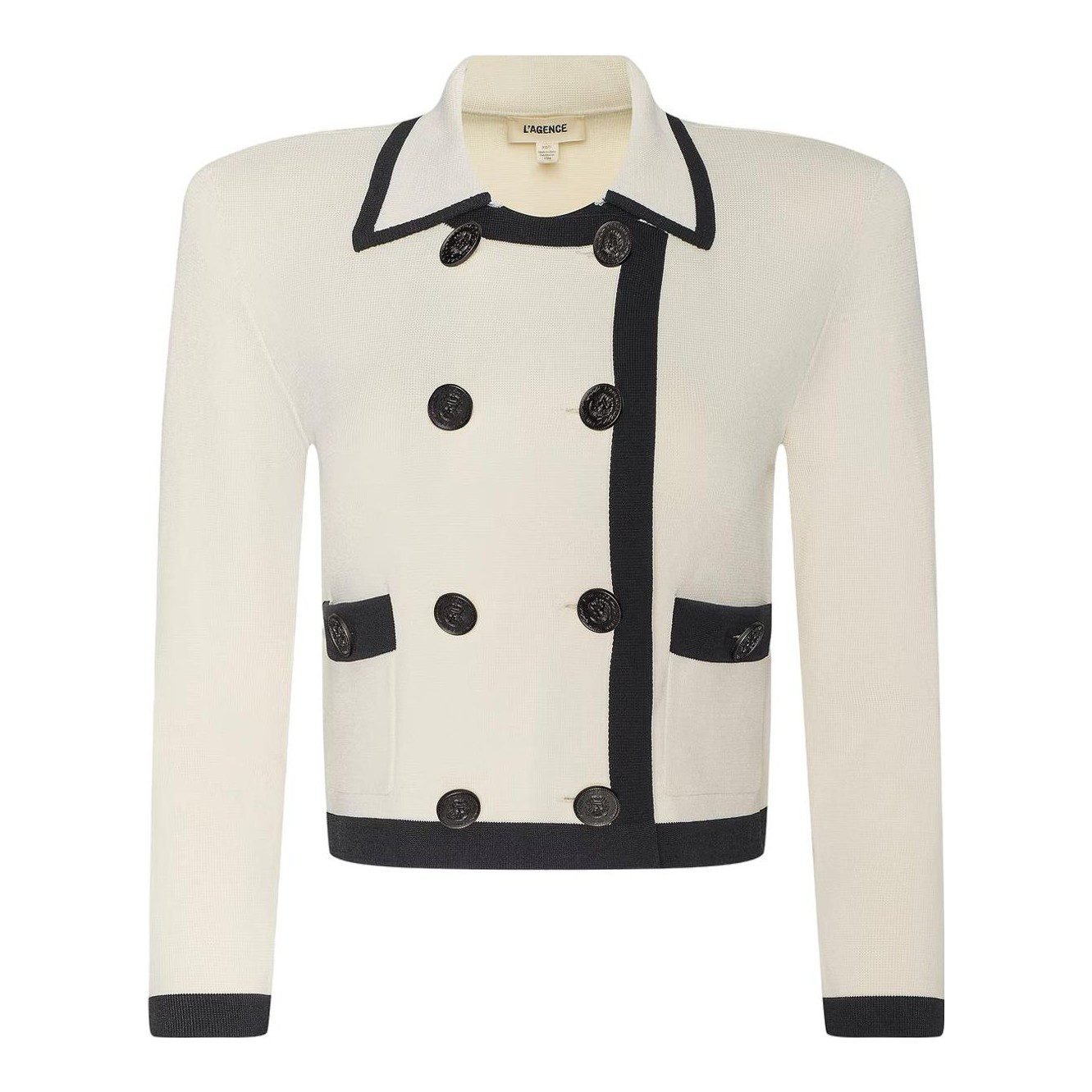 Janu Cropped Knit Jacket (Vintage White/Black)