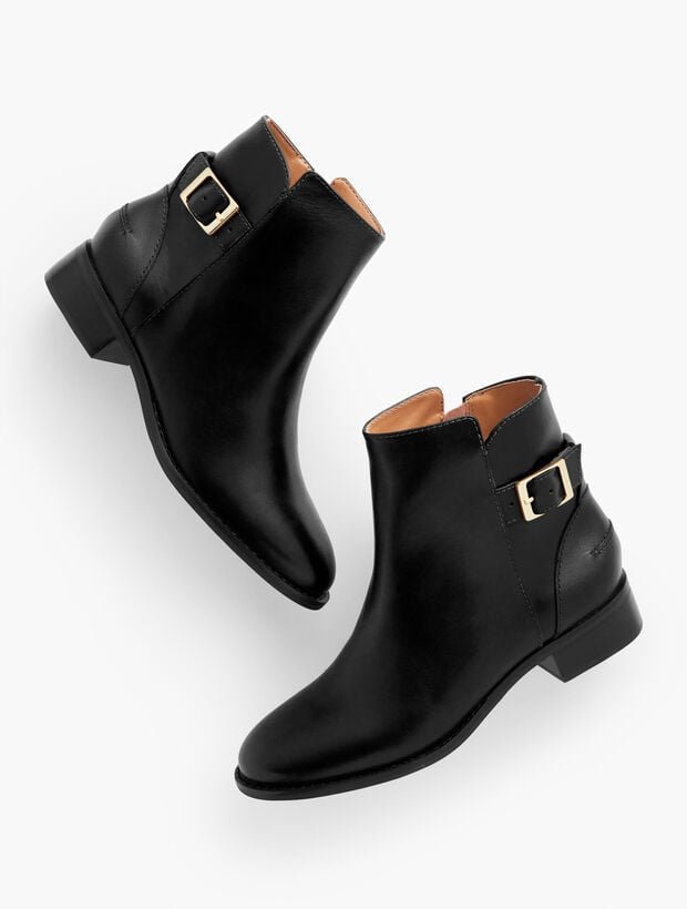 Tish Leather Buckle Ankle Boots (Cognac)