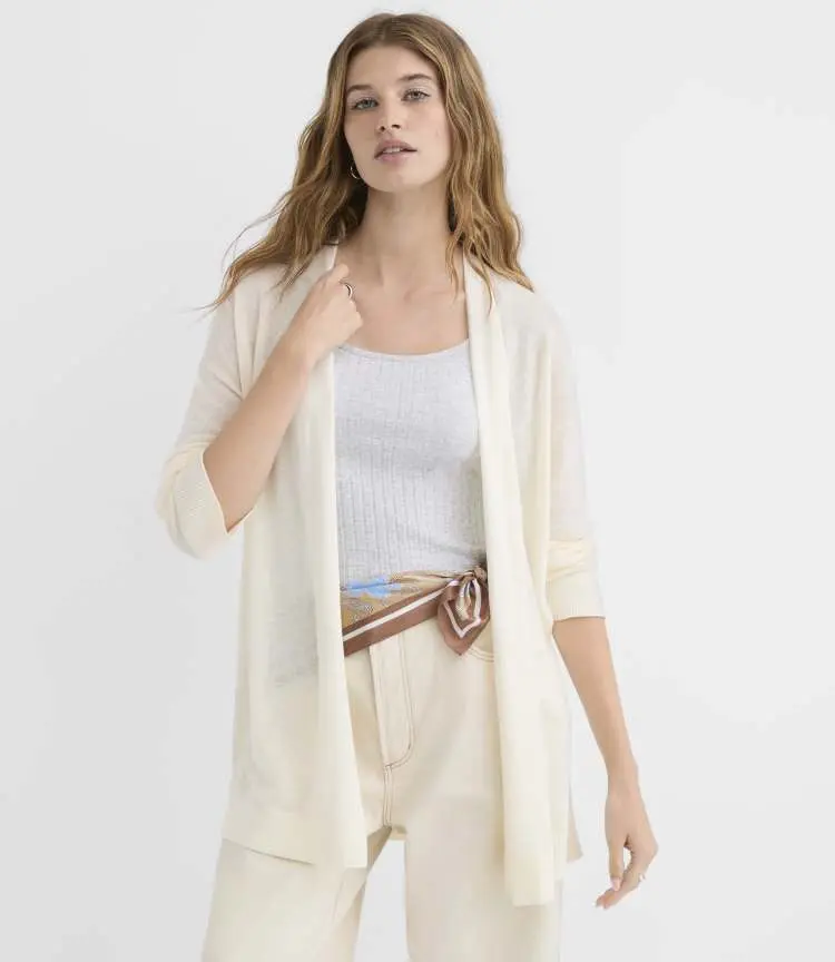 Sheer Open Cardigan (Whisper White)