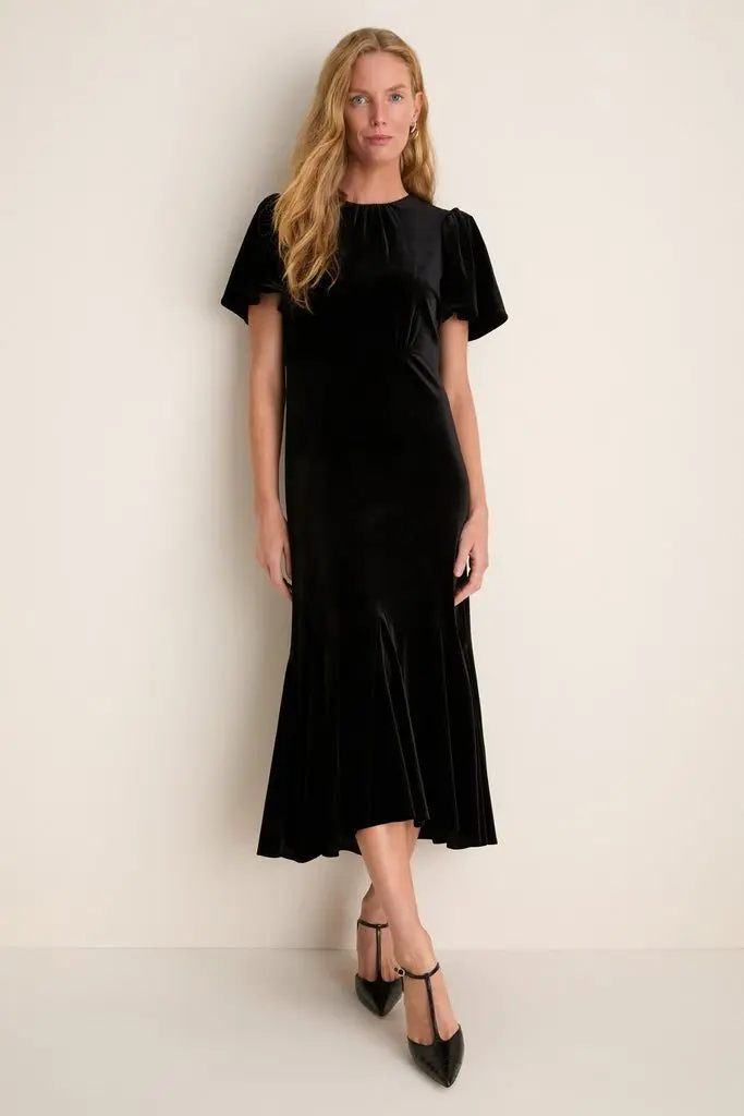 Black Velvet Elodie Dress
