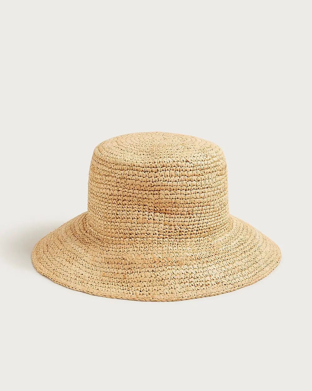 Wide-Brim Raffia Bucket Hat (Natural Straw)