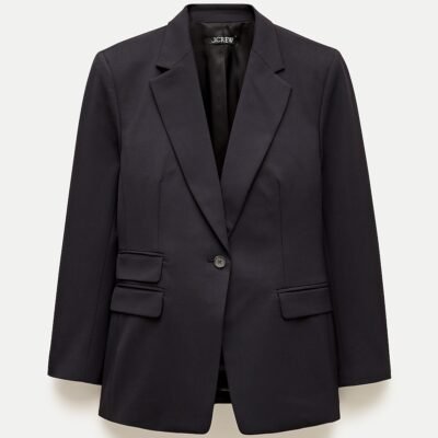 Single-Button Blazer in Lightspun Wool Blend (Ink)
