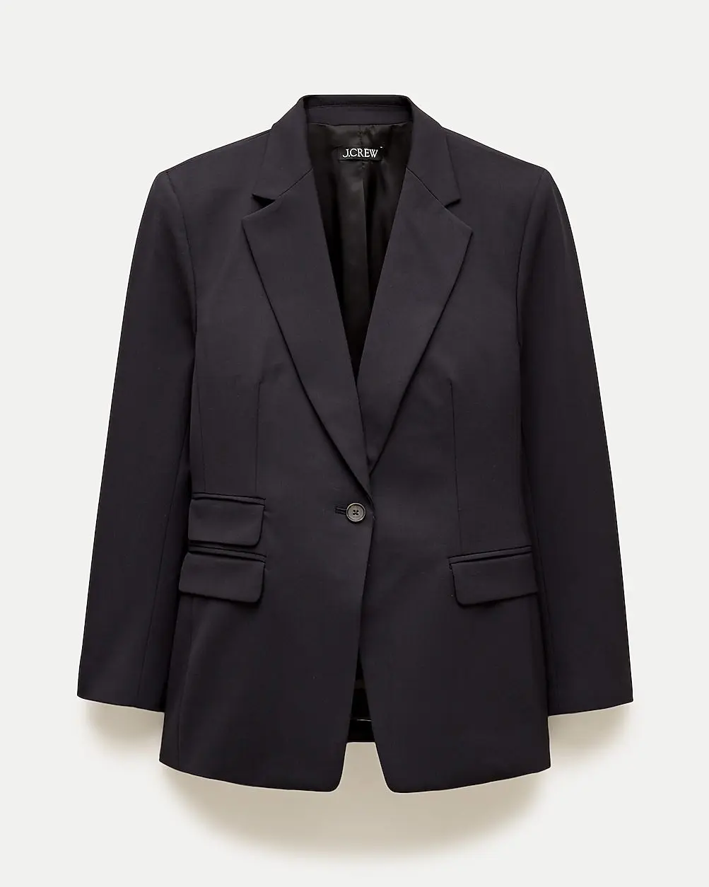 Single-Button Blazer in Lightspun Wool Blend (Ink)
