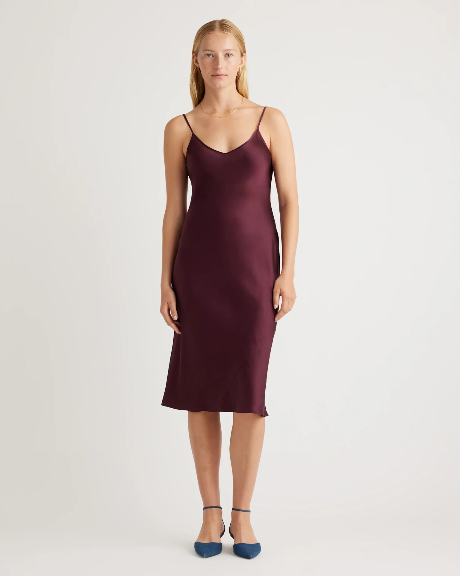 100% Washable Silk Slip Dress (Wine Tasting Red)