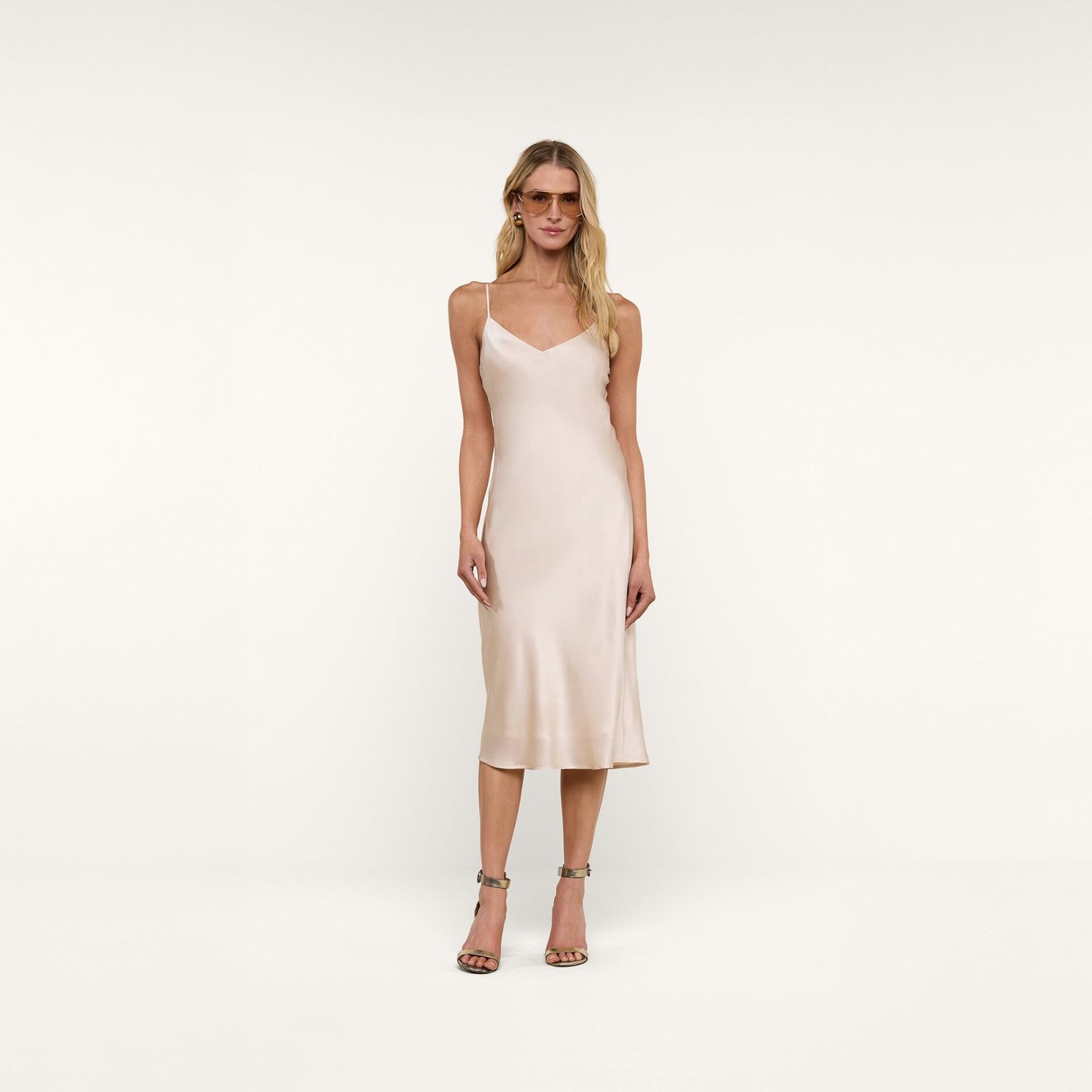 Jodie Silk Slip Dress, Champagne