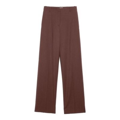 Ultra High-Rise Modern Straight Italian Lightweight Wool Pant (Ganache Brown)