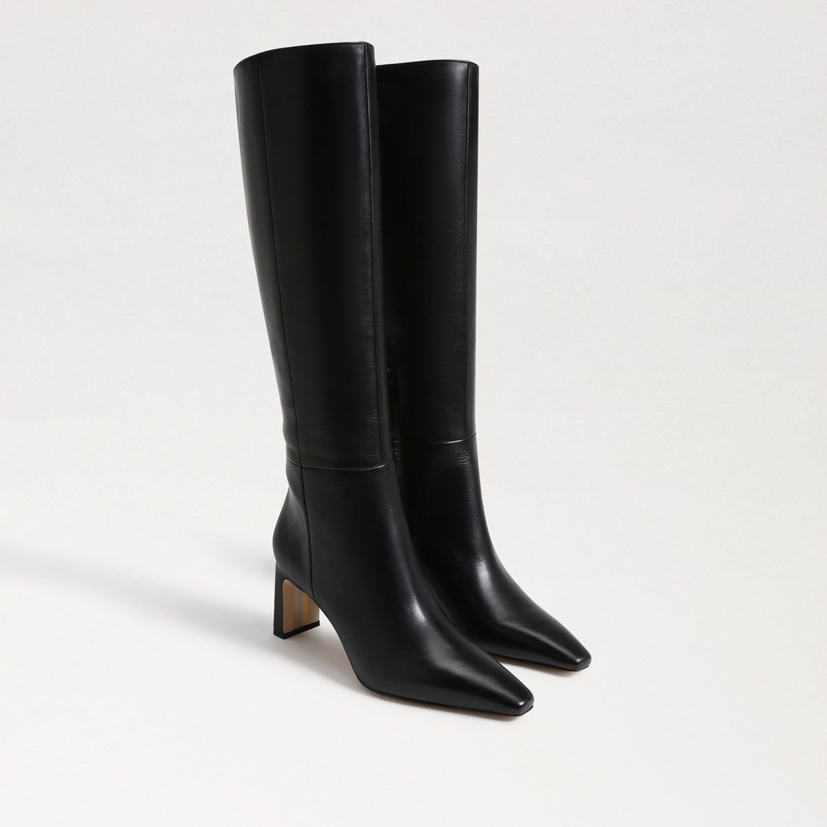 Sylvia Wide Calf Knee High Leather Boot (Black Leather)