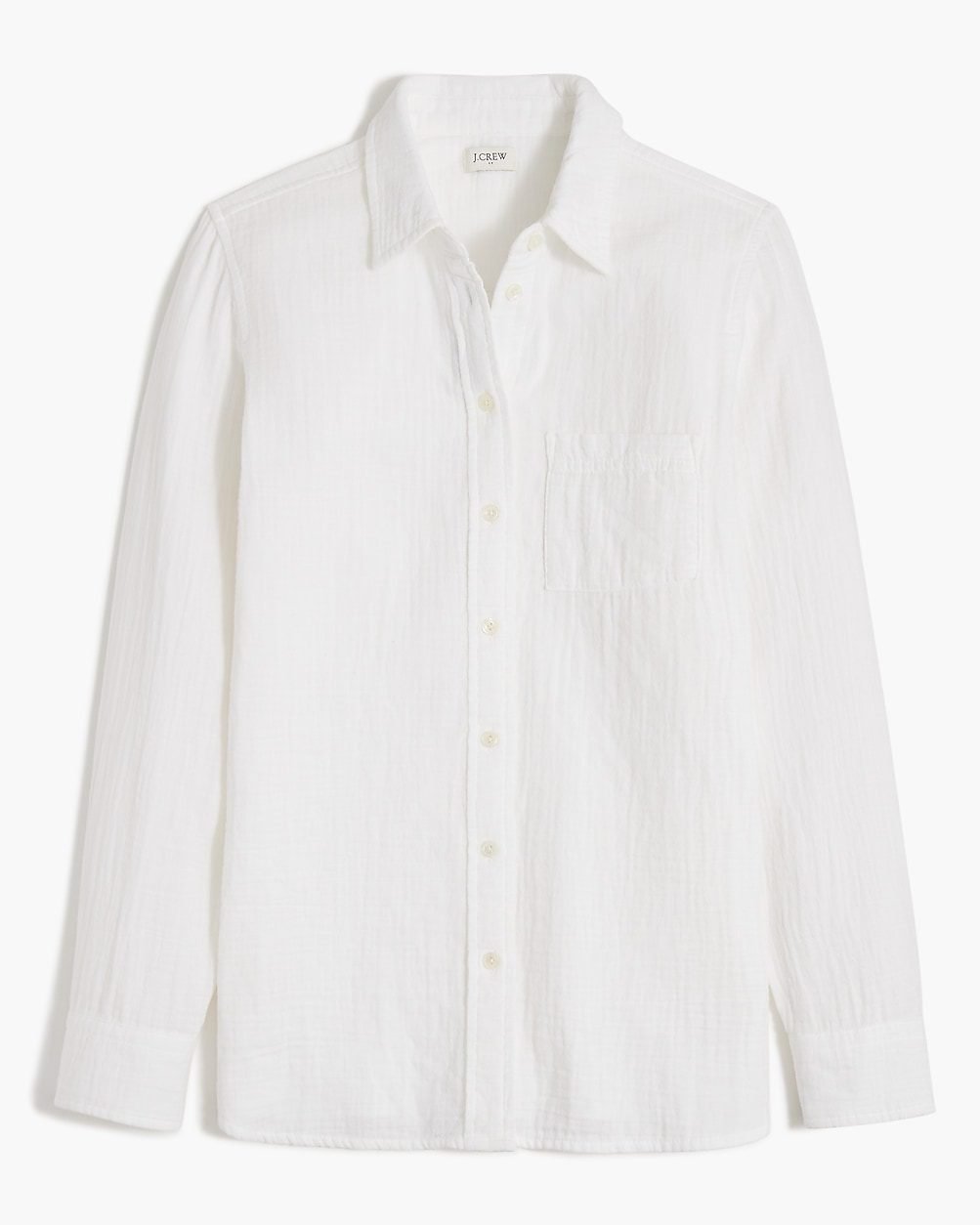 100% Cotton Double-Gauze Button-Up Shirt (White)