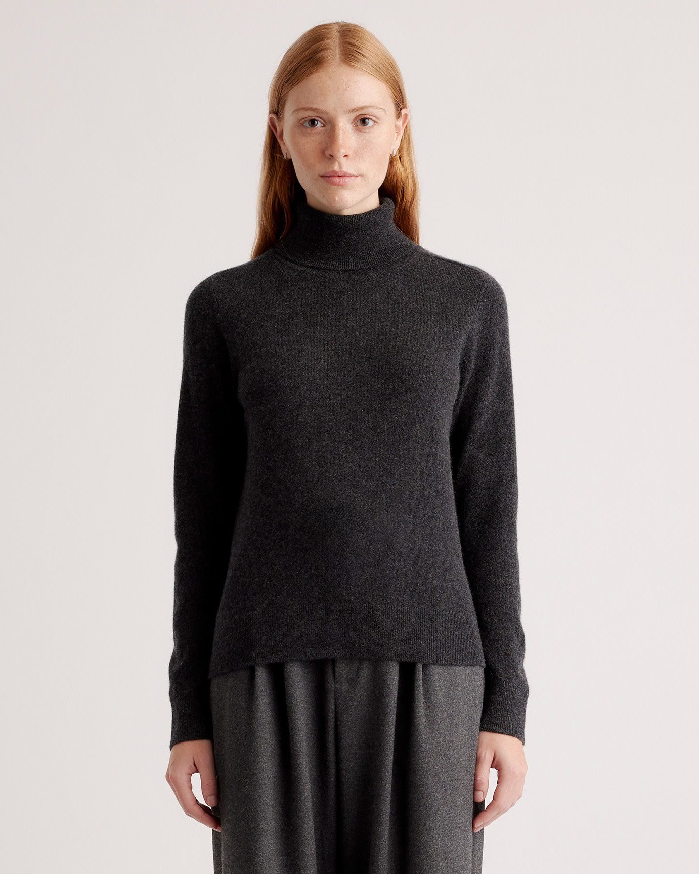 Mongolian Cashmere Turtleneck Sweater (Heather Charcoal)