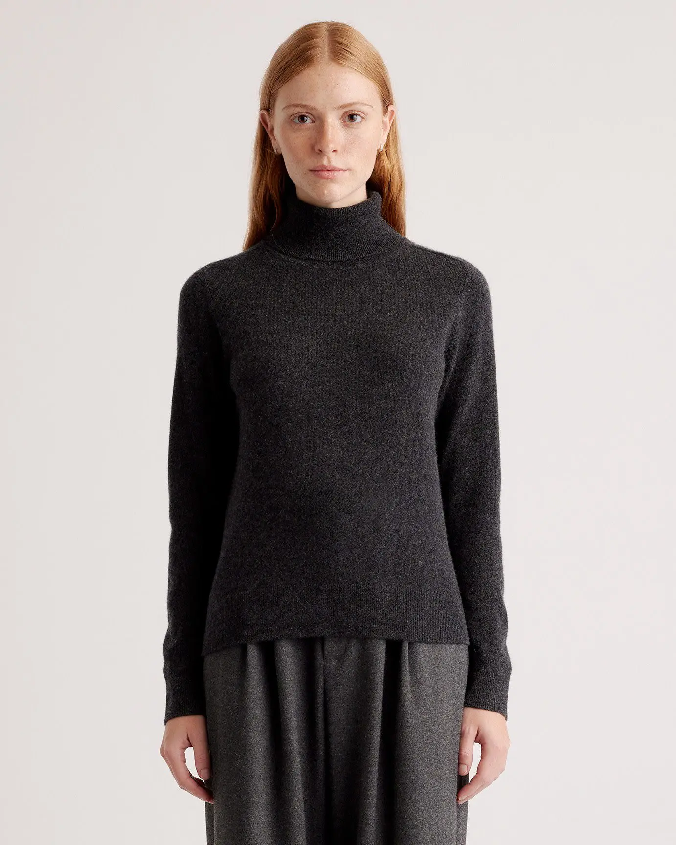 Mongolian Cashmere Turtleneck Sweater (Heather Charcoal)