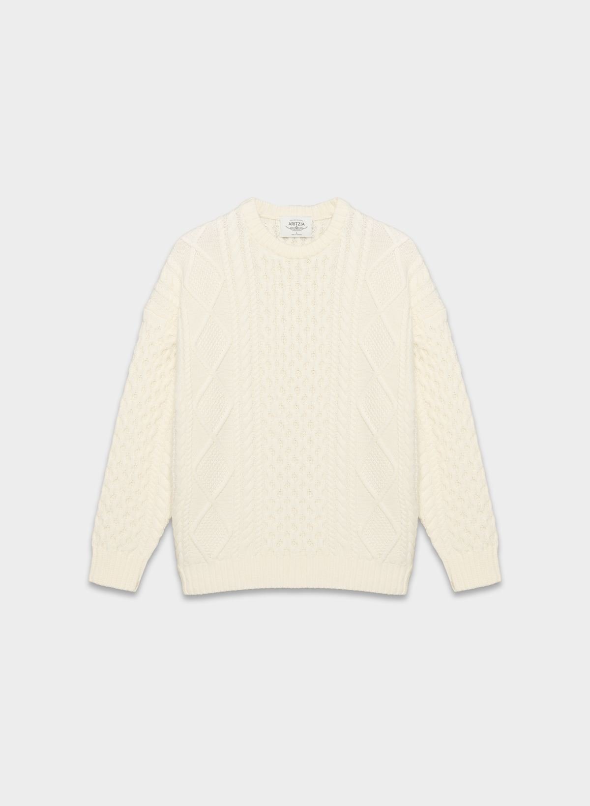 Heritage Knit Merino Wool Crew Sweater (Whisper White)