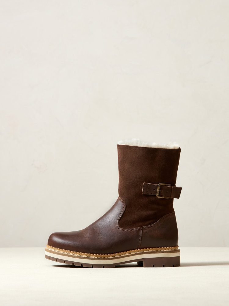 Ann Shearling-Lined Leather Boots (Grey)