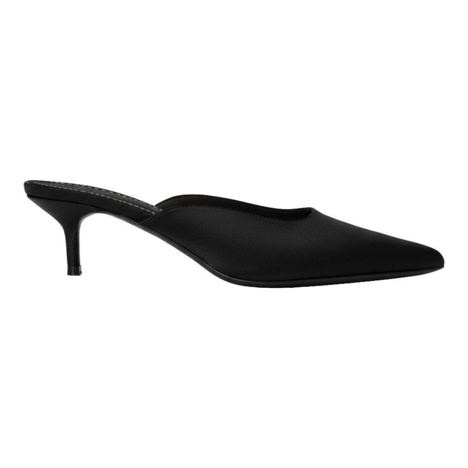 Sebastian Kitten Heel Mule (Black Satin)