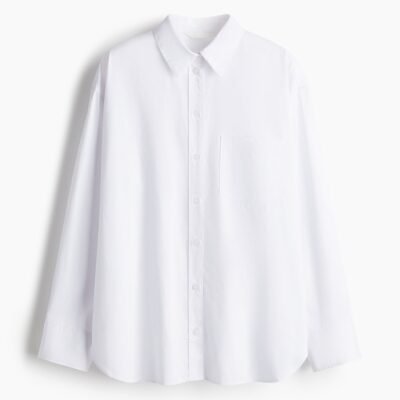 Oversized Cotton Poplin Shirt (White)
