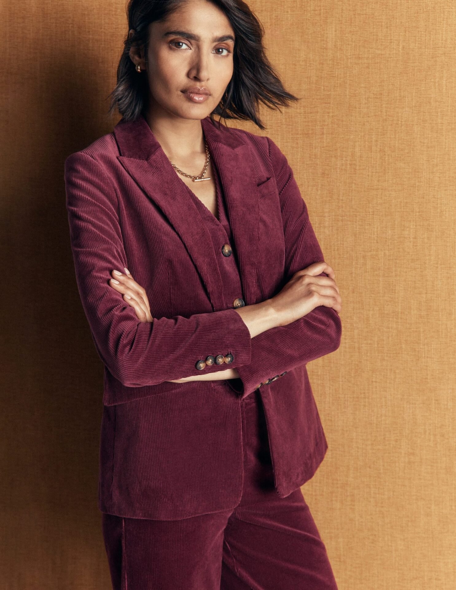 Stamford Cord Blazer - Dark Crimson