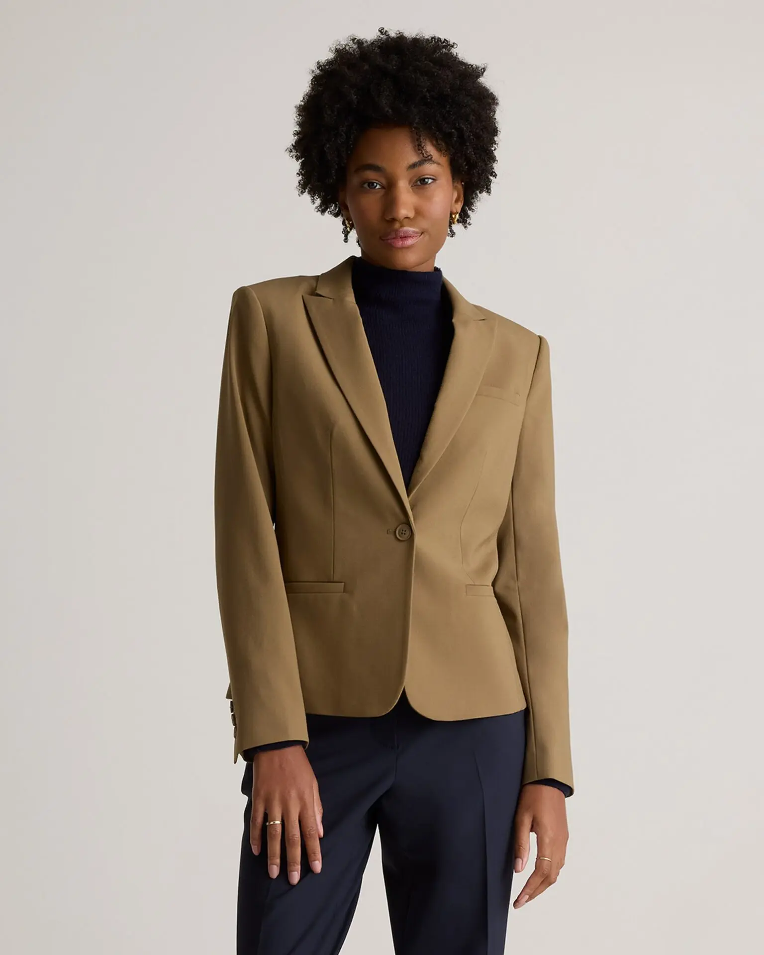 Italian Wool Tailored Blazer (Sahara Camel)