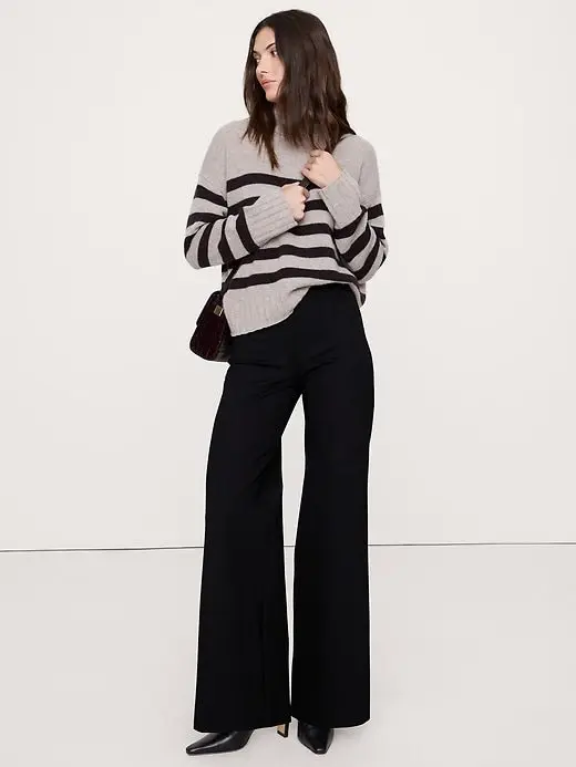 High-Rise Wide-Leg Everywhere Ponte Pull-On Pant (Black)