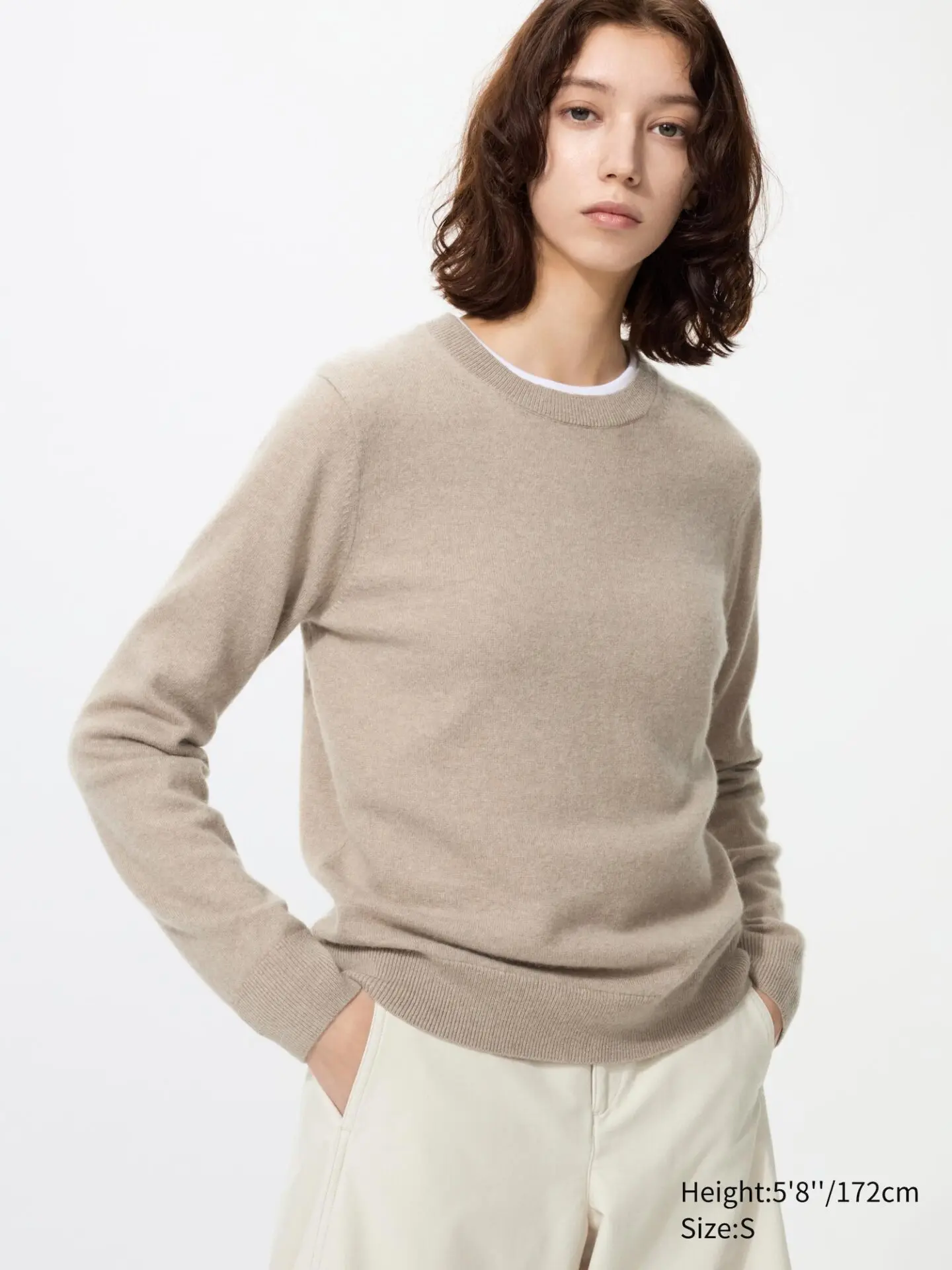 Cashmere Sweater (Crewneck), Beige