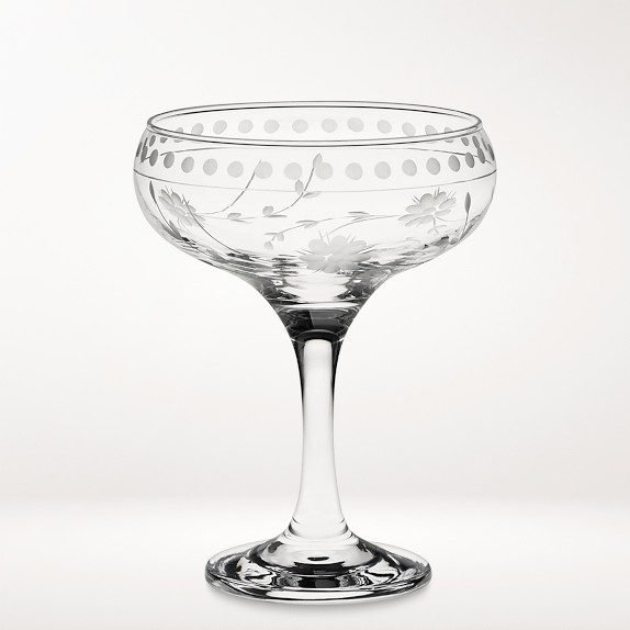 Vintage Etched Coupe Glasses (Set of 4)
