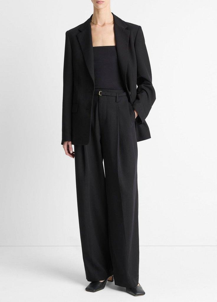 High Waist Pleated Trouser (Black)