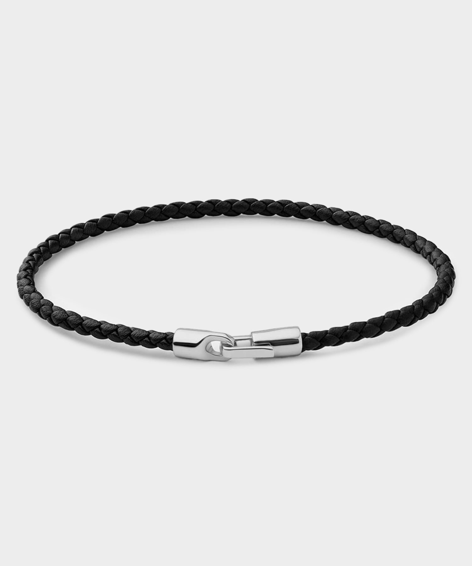 Miansai Cruz Leather Bracelet, Sterling Silver, Black