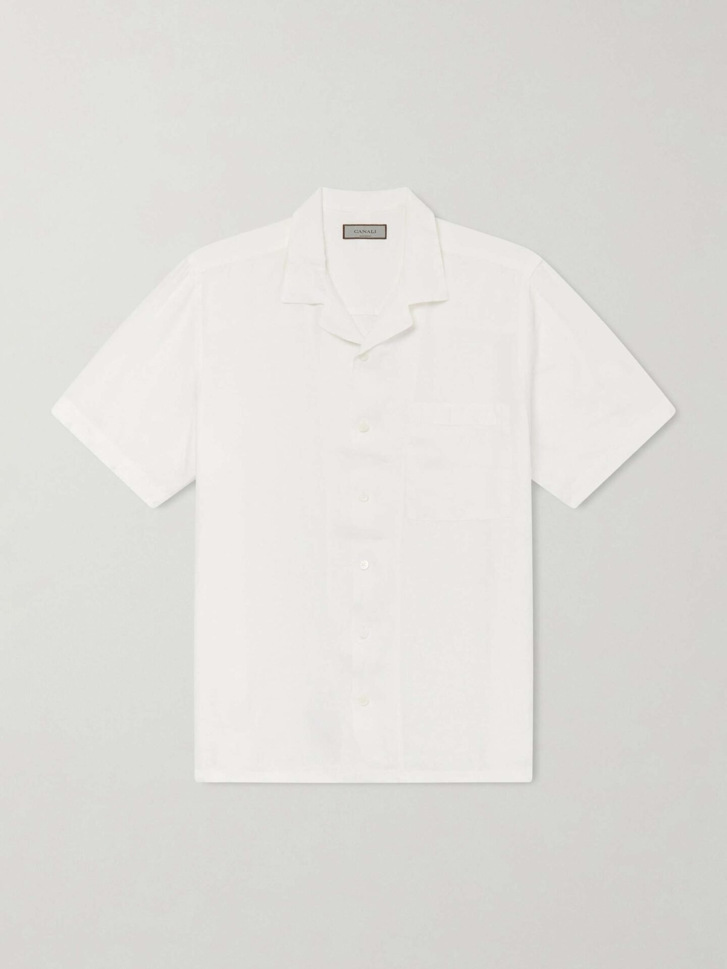 Canali Camp-Collar Linen Shirt (White)