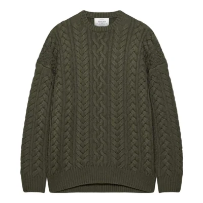 Heritage Knit Merino Wool Crew Sweater (Whisper White)