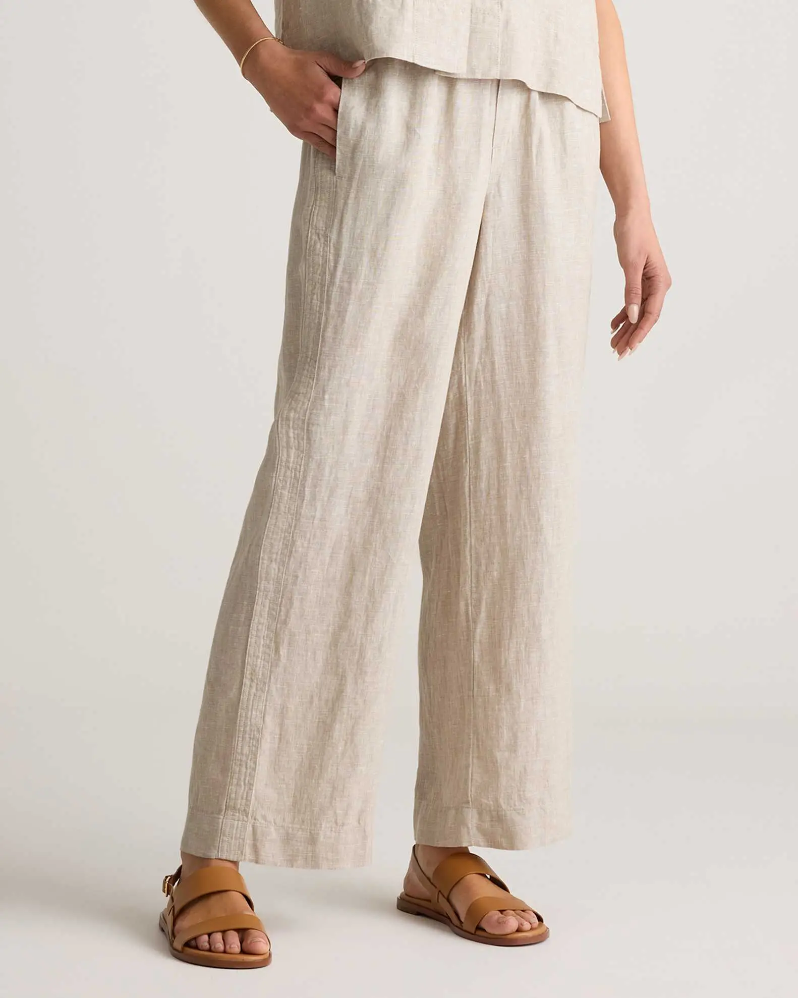 100% European Linen Wide Leg Pants (Flax)