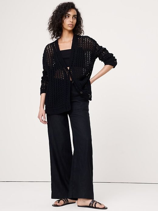 Cotton Crochet Cardigan (Black)