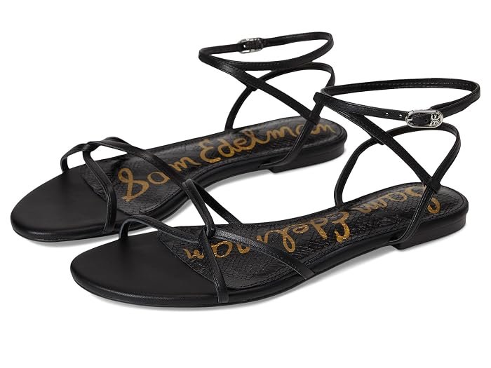 Sam Edelman Ellina Ankle Strap Sandal (Black Leather)