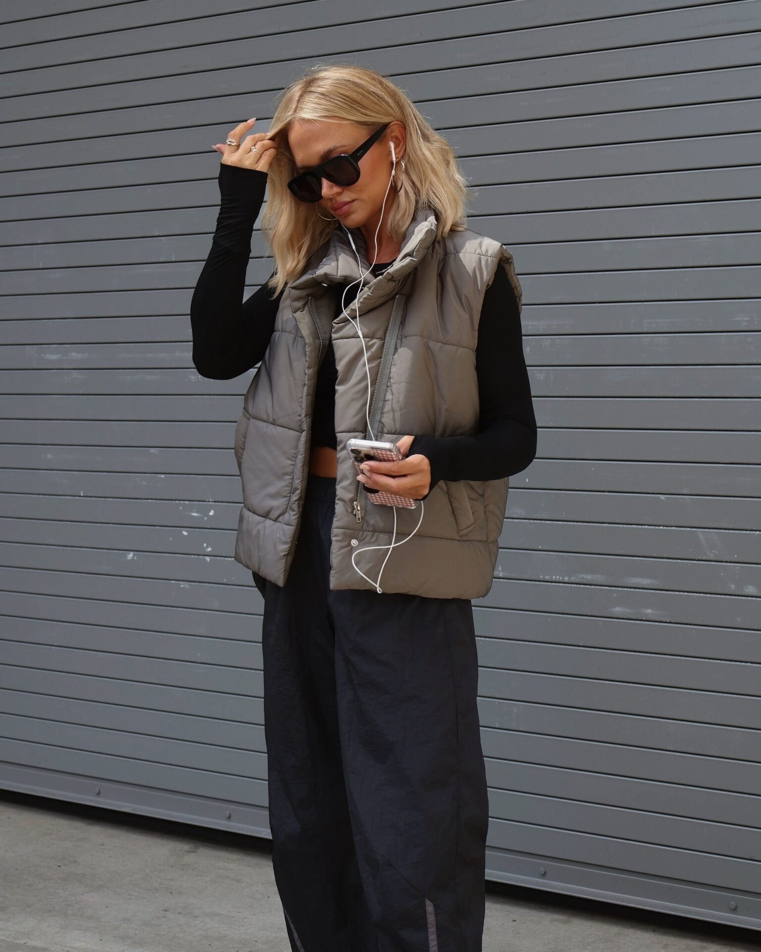 Anna Pocketed Puffer Vest (Olive)