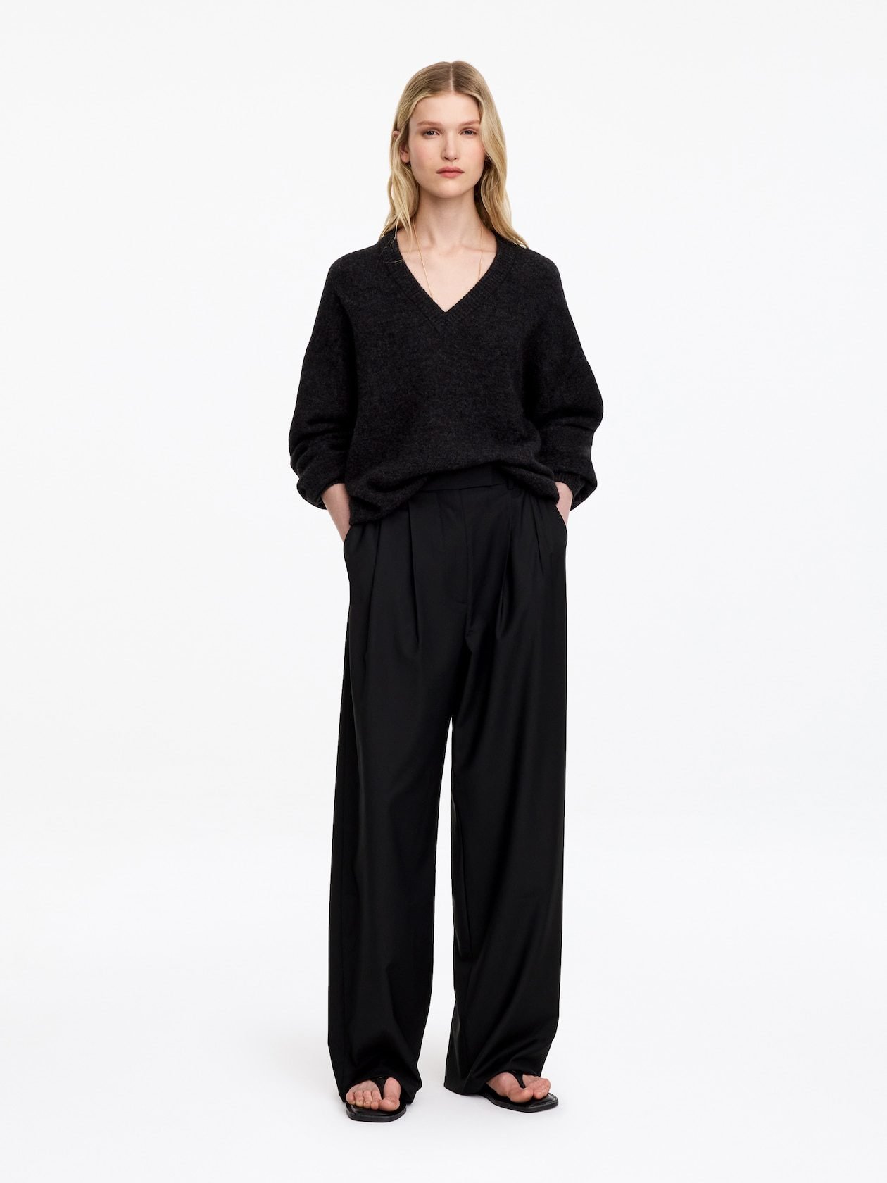Wide Tailored Trousers (Black)