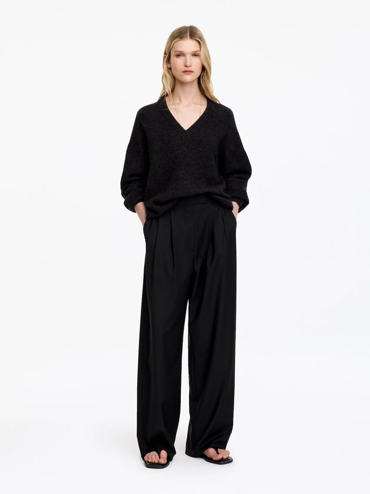 Wide Tailored Trousers (Black)