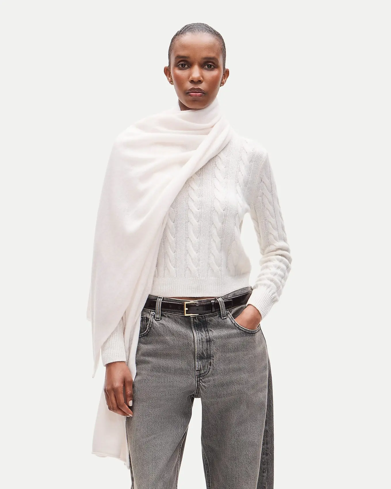 Oversized Cashmere Wrap (Ivory)