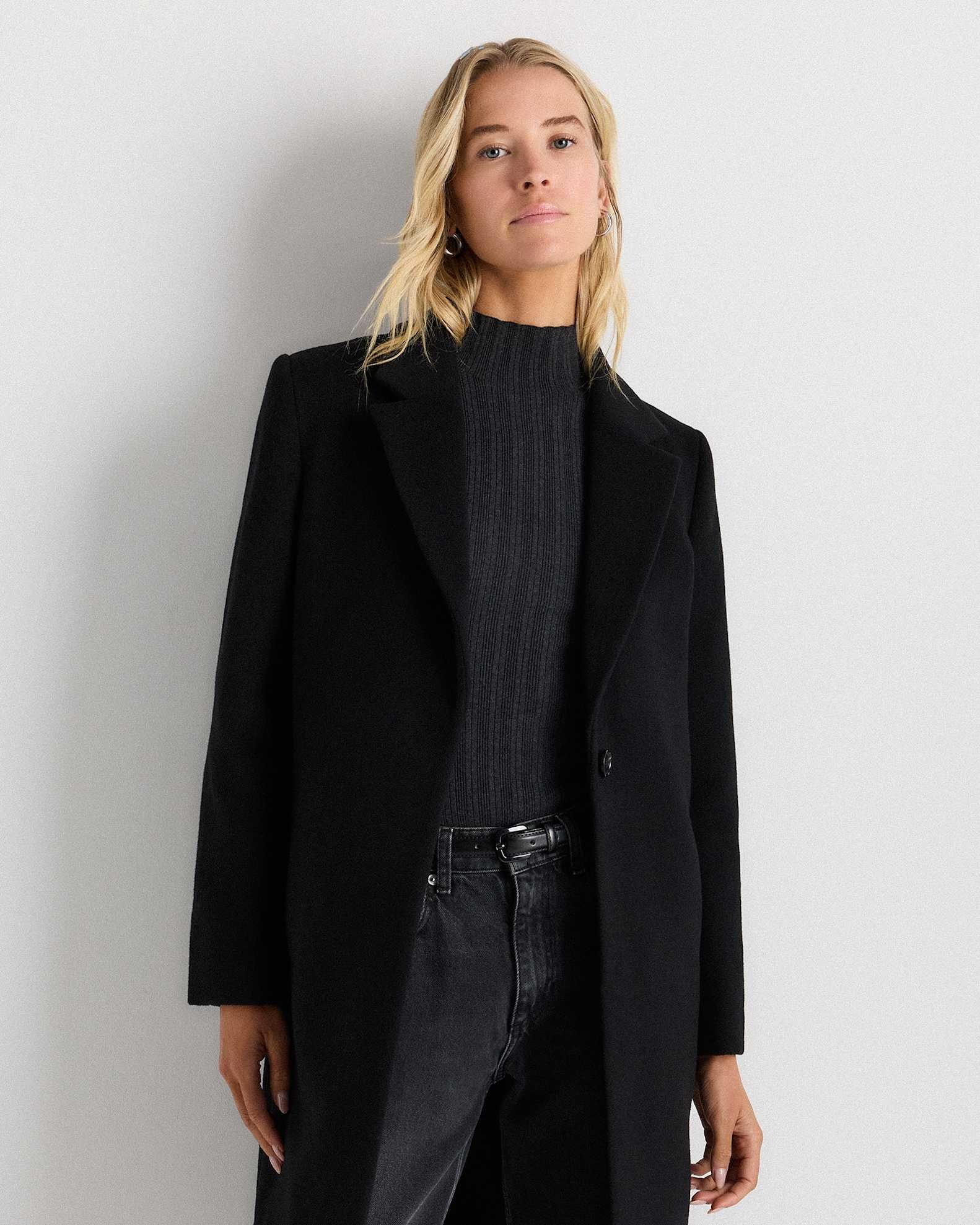 Wool Cashmere Blazer Coat (Black)