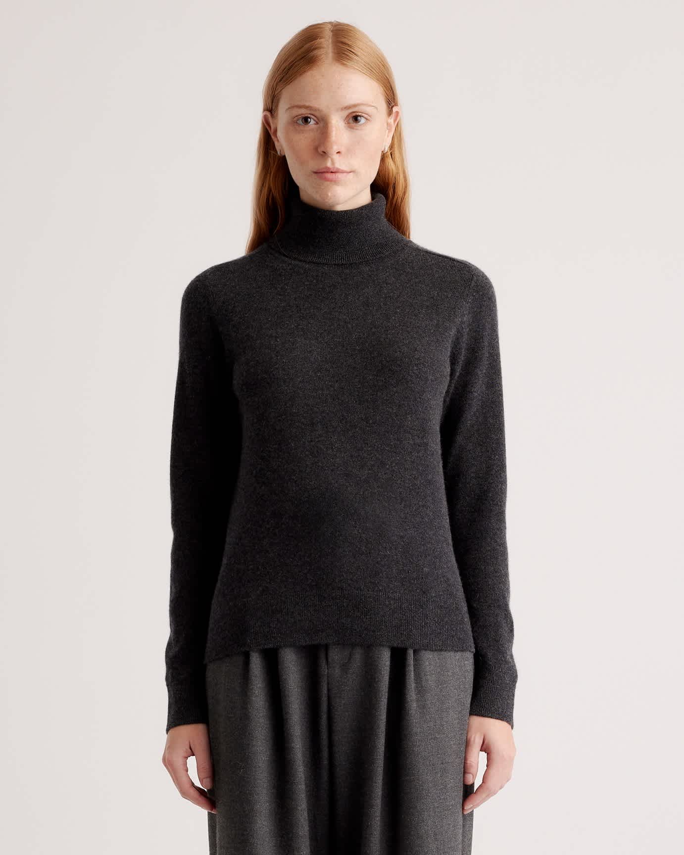 Mongolian Cashmere Turtleneck Sweater (Heather Charcoal)