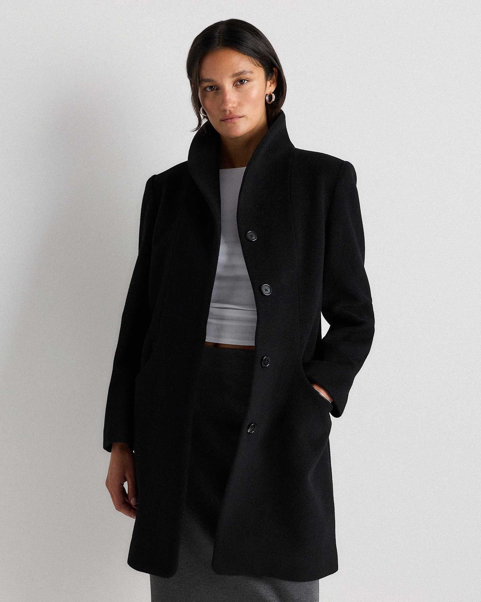 Wool Cashmere Cocoon Coat (Black)