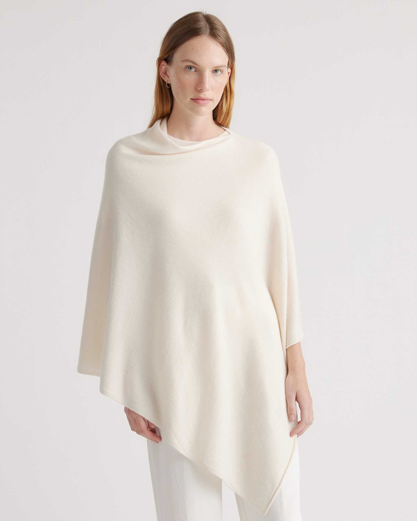 Mongolian Cashmere Poncho (Ivory)