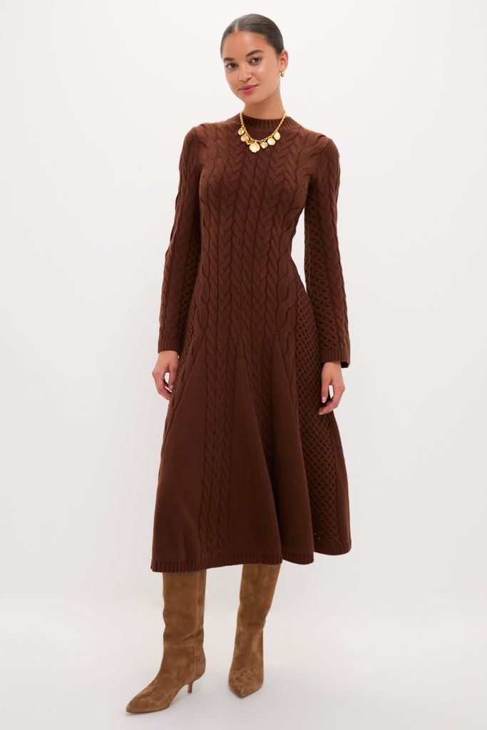 Chocolate Cable Knit Fernie Midi Dress