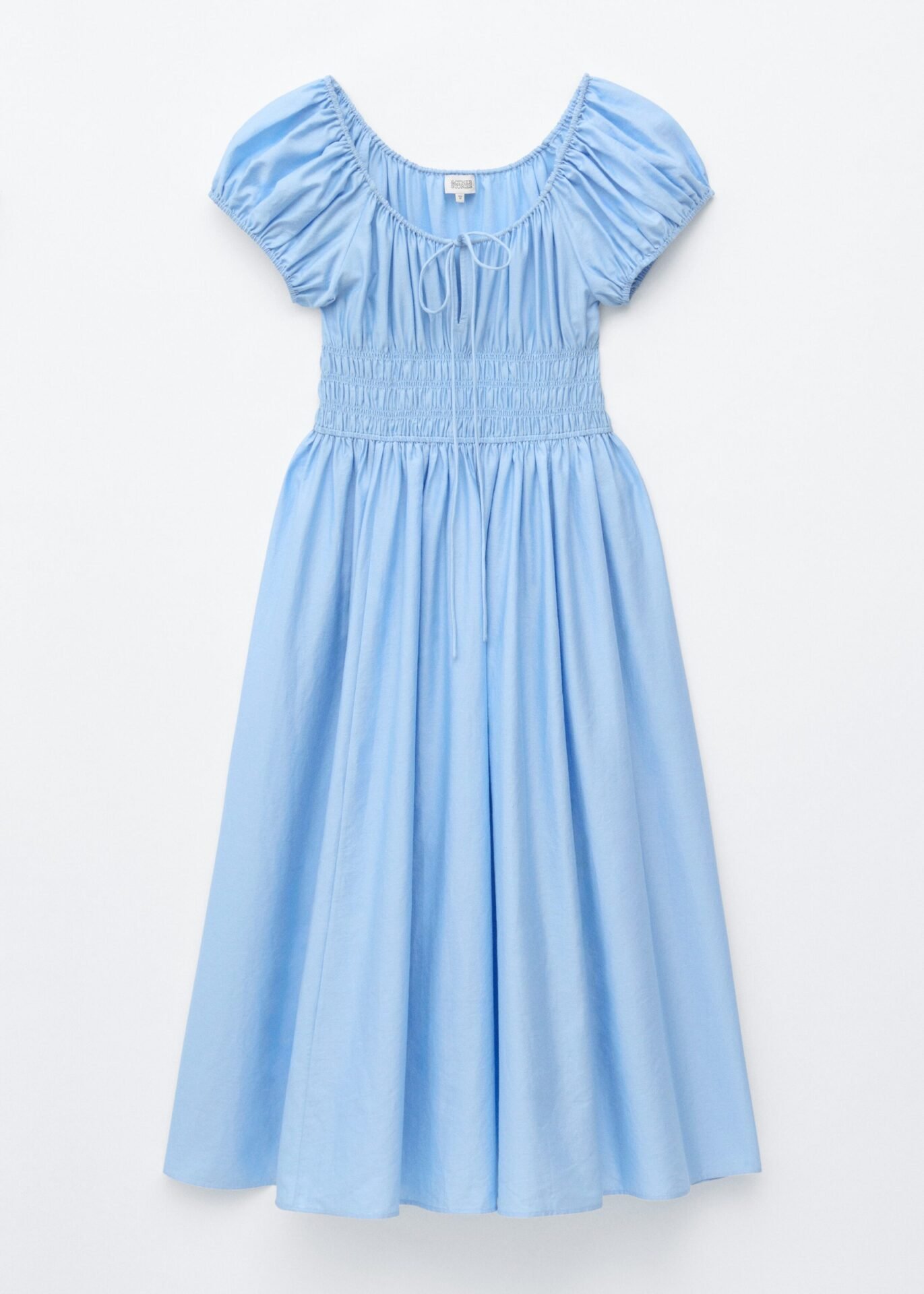 Cotton Smocked Midi Dress (Light Blue)