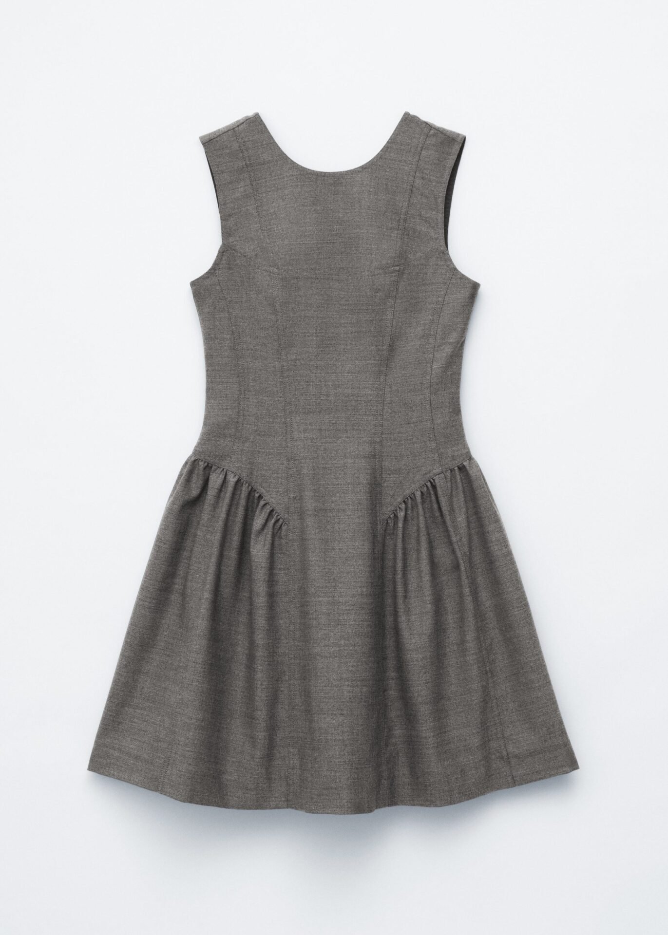 Flared Wool Mini Dress (Dark Grey)