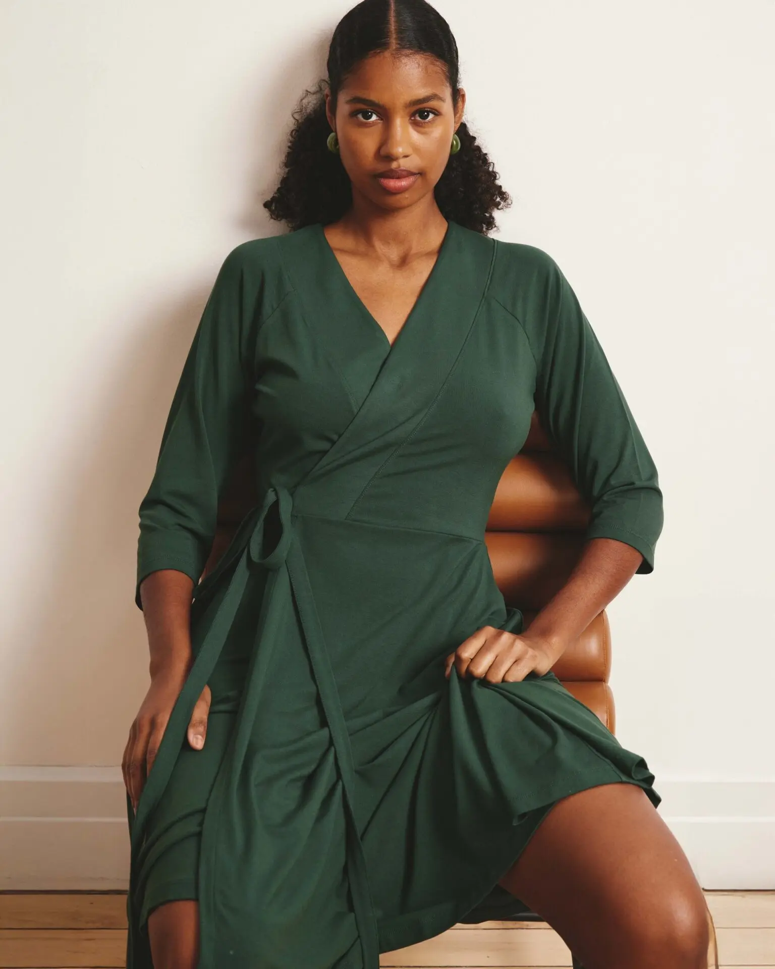 The Divine Jersey Wrap Dress (Conifer)
